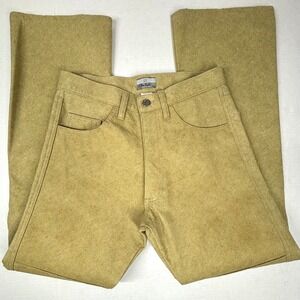 VTG Ben Ryan Chartreuse Wood Pulp Bootcut Pants Barrel Women 28X30 Thin USA NWOT